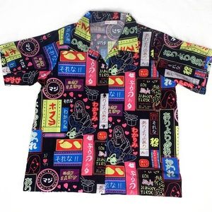 Romwe Neon Lights Graphic Button Down